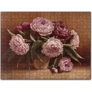 Cakapuzzle Bordo ve Pembe Çiçekler 120 Parça Puzzle