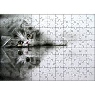 Cakapuzzle Cam Zeminde Sevimli Yavru Kedi Çizim 120 Parça Ahşap Puzzle