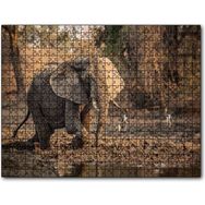 Cakapuzzle Çamur Banyosu Yapan Fil ve Arkada Leylekler 255 Parça Puzzle