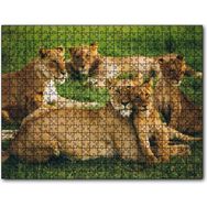 Cakapuzzle Çayırda Dişi Aslanlar ve Yavruları Mdf 120 Parça Puzzle