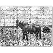 Cakapuzzle Çayırda Otlayan Aygır ve Sırtındaki Kuş Mdf 120 Parça Puzzle