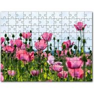 Cakapuzzle Çayırda Pembe Gelincikler ve Gökyüzü Mdf 120 Parça Puzzle