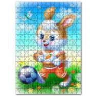 Cakapuzzle Çayırdaki Sevimli Tavşan ve Futbol Topu Mdf 255 Parça Puzzle