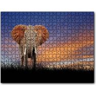 Cakapuzzle Çayırdaki Yetişkin Fil ve Kızıl Gökler Mdf 120 Parça Puzzle