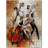 Cakapuzzle Çello Saksofon ve Trompet Çalan Müzisyenler Mdf 120 Parça Puzzle