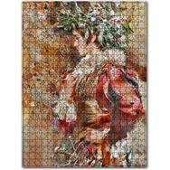 Cakapuzzle Çiçek Şapkalı Kırmızı Elbiseli Kadın Mdf 120 Parça Puzzle