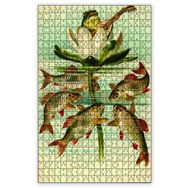 Cakapuzzle Çiçek Üstünde Kurbağa Balıklar Fantazi Ahşap 255 Parça Puzzle