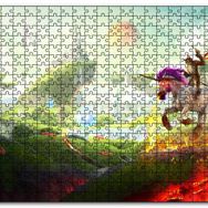 Cakapuzzle Çizmeli Kedi ve Unicornun Şato Saldırısı Mdf 120 Parça Puzzle
