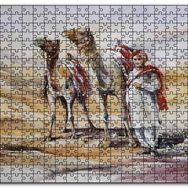 Cakapuzzle Çölde İki Deve ve Rehber Mdf 1000 Parça Puzzle