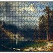 Cakapuzzle Dağ Gölü Orman ve Karlı Zirve Yağlıboya Mdf 120 Parça Puzzle