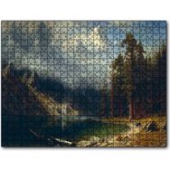 Cakapuzzle Dağ Gölü Orman ve Karlı Zirve Yağlıboya Mdf 255 Parça Puzzle