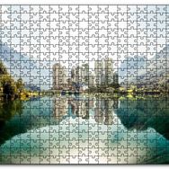Cakapuzzle Dağ Gölünde Şehir Yansımaları Mdf 120 Parça Puzzle