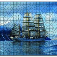 Cakapuzzle Dağlar Arasında Süzülen Yelkenli Ahşap 1000 Parça Puzzle