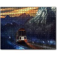 Cakapuzzle Dağlar Kar Yağışı ve Tren Mdf 255 Parça Puzzle
