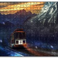 Cakapuzzle Dağlar Kar Yağışı ve Tren Mdf 500 Parça Puzzle