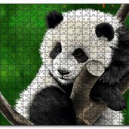 Cakapuzzle Dala Sarılmış Sevimli Panda Dijital Çizim Mdf 120 Parça Puzzle