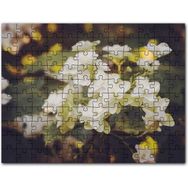 Cakapuzzle Dalda Bembeyaz Çiçekler Flu Arkaplan Mdf 255 Parça Puzzle