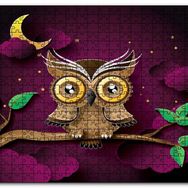 Cakapuzzle Daldaki Kahverengi Sarı Baykuş Mor Arkaplan Mdf 1000 Parça Puzzle