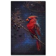 Cakapuzzle Daldaki Kırmızı Kardinal Kuşu Siyah Meyveler Ahşap 255 Parça Puzzle