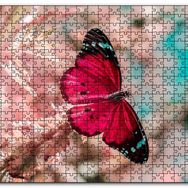 Cakapuzzle Daldaki Kırmızı Kelebek Yakın Plan Mdf 120 Parça Puzzle
