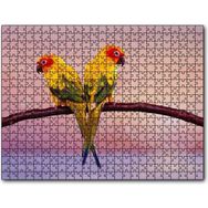 Cakapuzzle Daldaki Sarı Kırmızı Yeşil Sevda Kuşları Deniz Mdf 255 Parça Puzzle