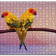 Cakapuzzle Daldaki Sarı Kırmızı Yeşil Sevda Kuşları Deniz Mdf 500 Parça Puzzle