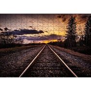 Cakapuzzle Demir Yolu Gün Batımı Bulut Ağaçlar 120 Parça Ahşap Puzzle