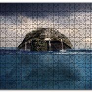 Cakapuzzle Deniz Kaplumbağası Sırtında Ada Şelaleler Görsel Mdf 120 Parça Puzzle
