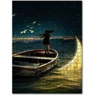 Cakapuzzle Deniz Sandalda Keman Çalan Kız ve Sudan Çıkan Ay 255 Parça Puzzle