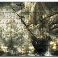 Cakapuzzle Deniz Savaşındaki Yelkenli Gemiler Mdf 120 Parça Puzzle