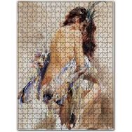 Cakapuzzle Derin Sırt Dekolteli Maskeli Kadın 120 Parça Puzzle