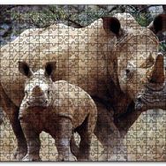 Cakapuzzle Dev Anne Gergedan ve Sevimli Yavrusu Mdf 120 Parça Puzzle