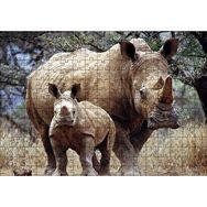 Cakapuzzle Dev Anne Gergedan ve Sevimli Yavrusu Mdf 255 Parça Puzzle