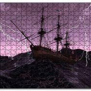 Cakapuzzle Dev Dalgalarla Boğuşan Gulet ve Şimşekler Mdf 1000 Parça Puzzle