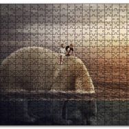 Cakapuzzle Dev Kutup Ayısı Üzerinde Çocuklar İllüstrasyon Mdf 120 Parça Puzzle