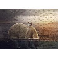 Cakapuzzle Dev Kutup Ayısı ve Üzerinde Çocuklar İllüstrasyon 120 Parça Ahşap Puzzle