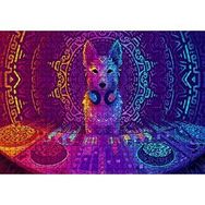 Cakapuzzle DJ Köpek ve Saykodelik Desenler 120 Parça Ahşap Puzzle