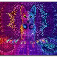 Cakapuzzle Dj Köpek ve Saykodelik Desenler Mdf 1000 Parça Puzzle