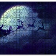 Cakapuzzle Dolunay Bulutlar Geyikler ve Noel Baba Mdf 120 Parça Puzzle