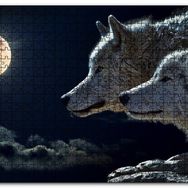 Cakapuzzle Dolunay Gecede Kurt ve Yavrusu Mdf 255 Parça Puzzle