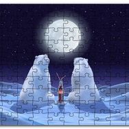 Cakapuzzle Dolunaya Karşı Kola İçen Kutup Ayıları Mdf 500 Parça Puzzle