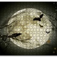 Cakapuzzle Dolunayda Karga ve Yarasalar Mdf 120 Parça Puzzle