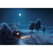 Cakapuzzle Dolunayda Şirin Kulübe ve Bahçede Ağaçlar Mdf 1000 Parça Puzzle