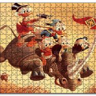 Cakapuzzle Donald Duck ve Torunları Gergedan Üzerinde Mdf 255 Parça Puzzle