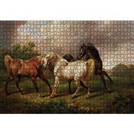 Cakapuzzle Dövüşen Kaslı Atlar Yağlıboya Mdf 1000 Parça Puzzle