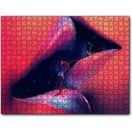 Cakapuzzle Dudakta Öpüşen Gençler Soyut Ahşap 1000 Parça Puzzle