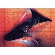 Cakapuzzle Dudakta Öpüşen Gençler Soyut Mdf 120 Parça Puzzle