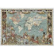 Cakapuzzle Dünya Haritası ve Bazı Halklar 1886 Yılı Mdf 1000 Parça Puzzle
