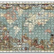Cakapuzzle Dünya Haritası ve Bazı Halklar 1886 Yılı Mdf 120 Parça Puzzle