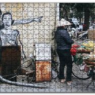 Cakapuzzle Duvar Boyama Adamlar ve Bisikletli Satıcı Mdf 120 Parça Puzzle